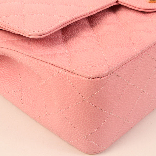 CHANEL Around 2004 Made Caviar Skin Classic Flap Chain Bag 25Cm Pink