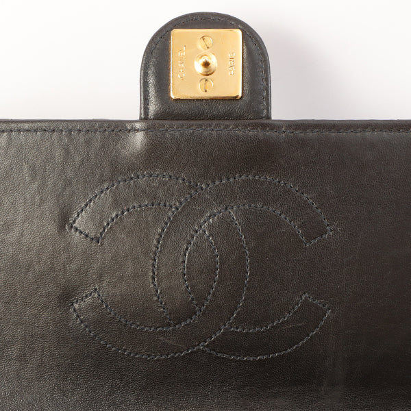 Chanel Around 1997 Made Cc Mark Plate Chain Bag Black