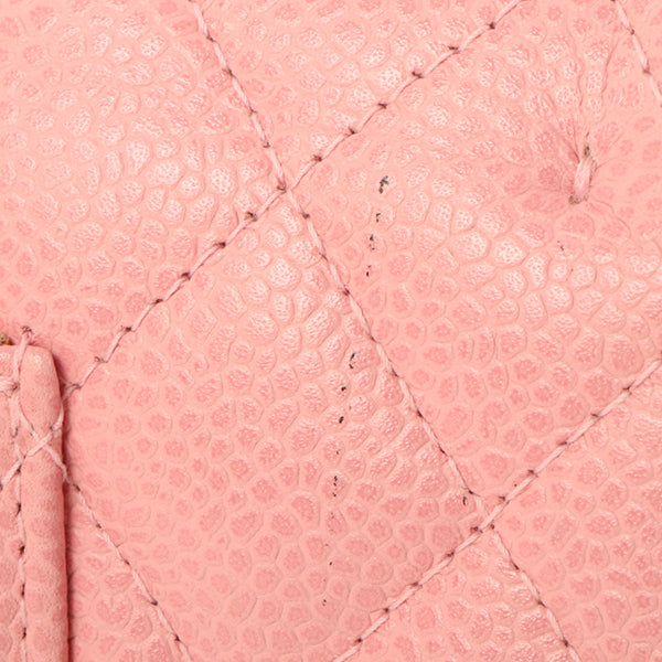 CHANEL Around 2004 Made Caviar Skin Classic Flap Chain Bag 25Cm Pink