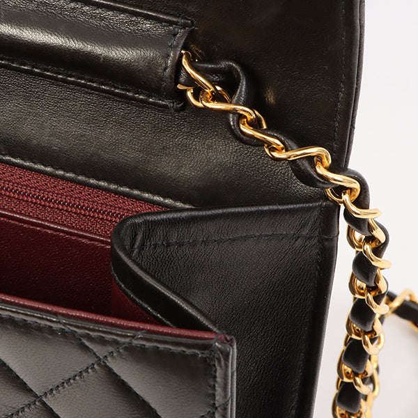Chanel Around 1997 Made Cc Mark Plate Chain Bag Black