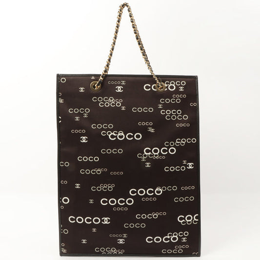 Chanel Around 2002 Made Canvas Cc Mark Logo Print Chain Tote Bag Black
