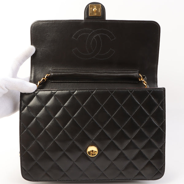 Chanel Around 1997 Made Cc Mark Plate Chain Bag Black