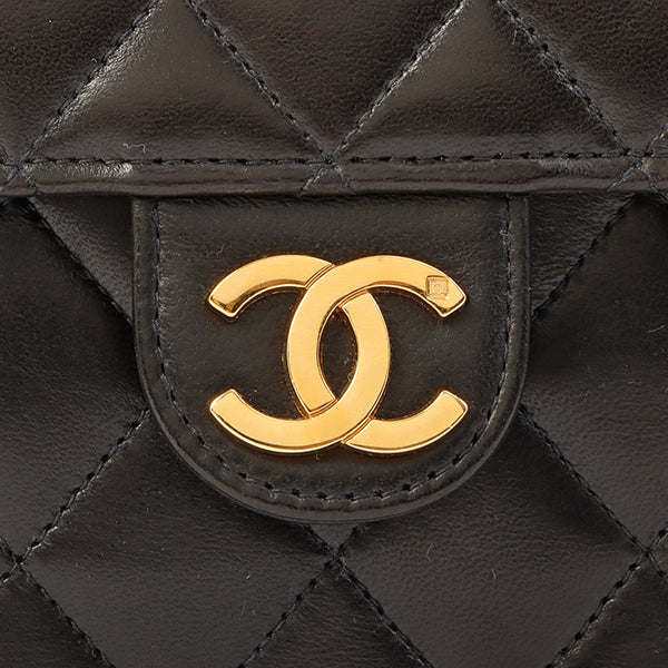 Chanel Around 1997 Made Cc Mark Plate Chain Bag Black