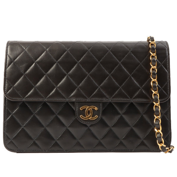 Chanel Around 1997 Made Cc Mark Plate Chain Bag Black