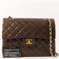 Chanel Around 1990 Made Classic Flap Turn-Lock Chain Bag Brown