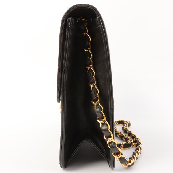Chanel Around 1997 Made Cc Mark Plate Chain Bag Black