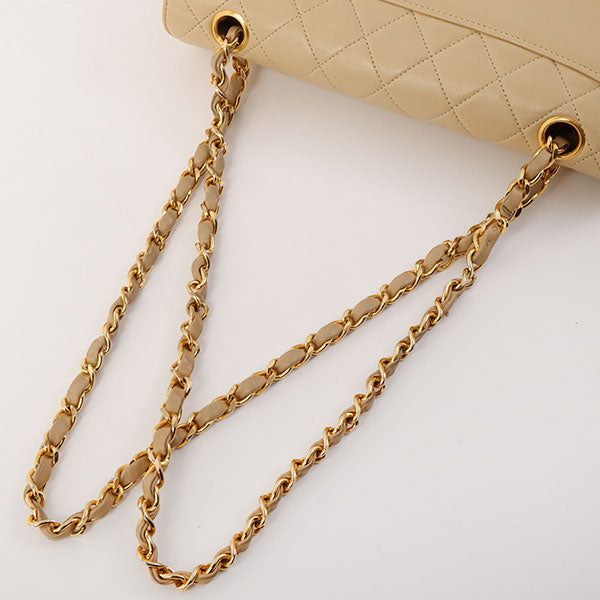 Chanel Around 1990 Made Design Flap Chain Bag With Pouch Beige