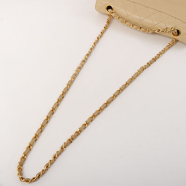 Chanel Around 1990 Made Design Flap Chain Bag With Pouch Beige