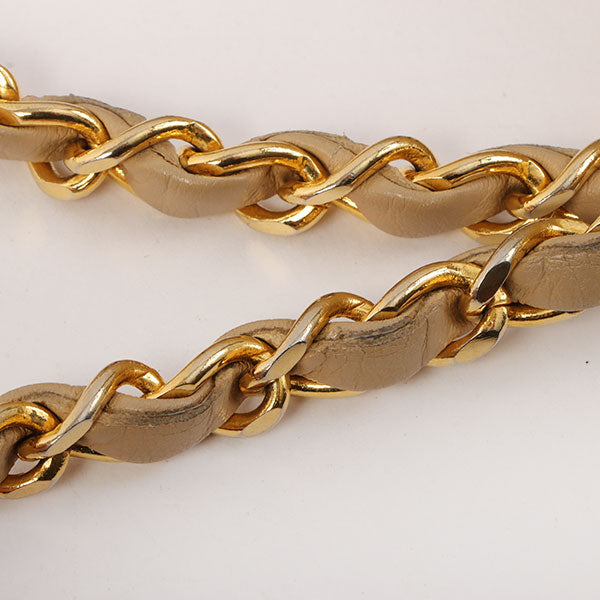 Chanel Around 1990 Made Design Flap Chain Bag With Pouch Beige