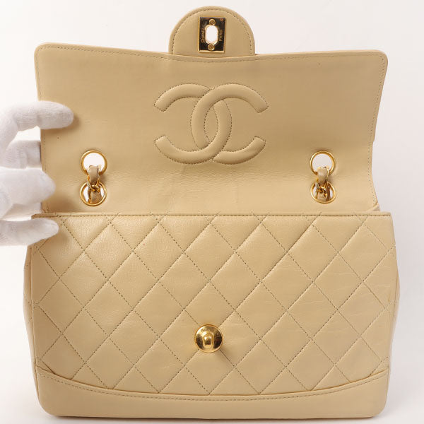 Chanel Around 1990 Made Design Flap Chain Bag With Pouch Beige