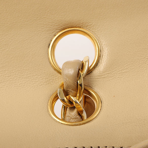 Chanel Around 1990 Made Design Flap Chain Bag With Pouch Beige