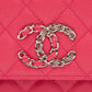 CHANEL Hot Pink Caviar Quilted French New Wave Chain CC Wallet On Chain WOC