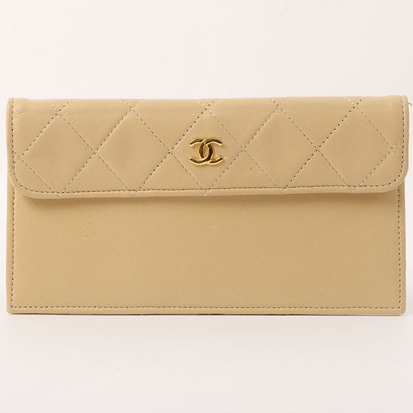 Chanel Around 1990 Made Design Flap Chain Bag With Pouch Beige