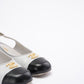 Chanel 25A CC Black / White Leather Mule Pointed Toe Size 37