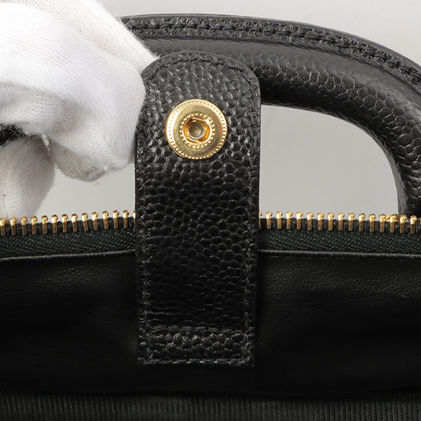 Chanel Around 1997 Made Caviar Skin Cc Mark Stitch 2Way Vanity Black