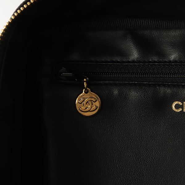 Chanel Around 1997 Made Caviar Skin Cc Mark Stitch 2Way Vanity Black
