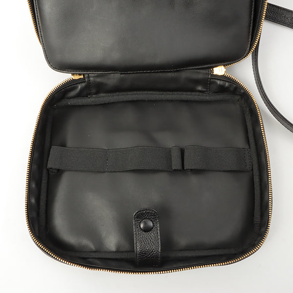 Chanel Around 1997 Made Caviar Skin Cc Mark Stitch 2Way Vanity Black