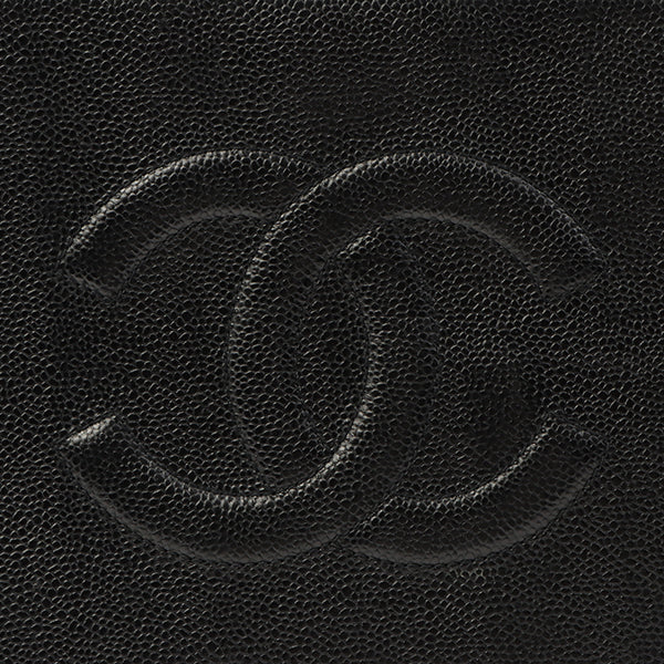 Chanel Around 1997 Made Caviar Skin Cc Mark Stitch 2Way Vanity Black