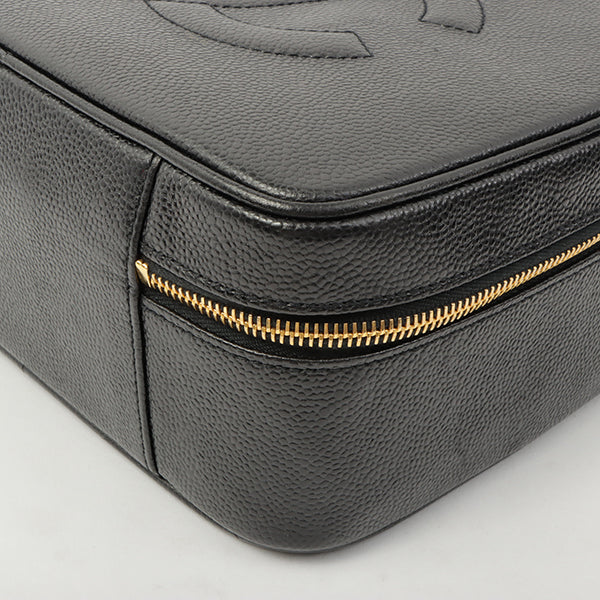 Chanel Around 1997 Made Caviar Skin Cc Mark Stitch 2Way Vanity Black