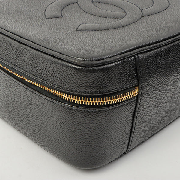 Chanel Around 1997 Made Caviar Skin Cc Mark Stitch 2Way Vanity Black
