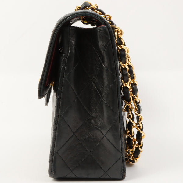 Chanel Around 1990 Made Design Flap Turn-Lock Chain Bag Black