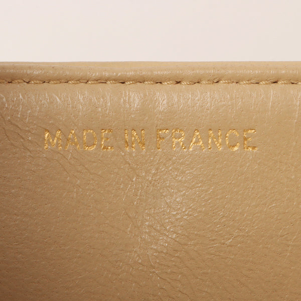 CHANEL Around 1990 Made Big Square Classic Flap Chain Bag Beige