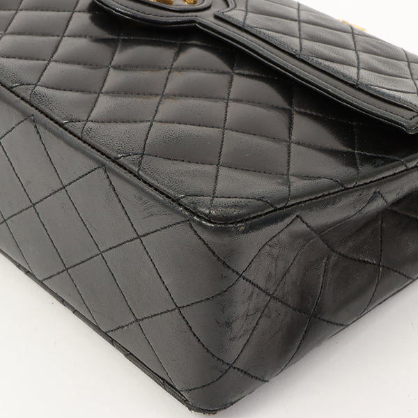 Chanel Around 1990 Made Design Flap Turn-Lock Chain Bag Black