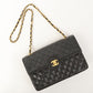 Chanel Around 1990 Made Design Flap Turn-Lock Chain Bag Black