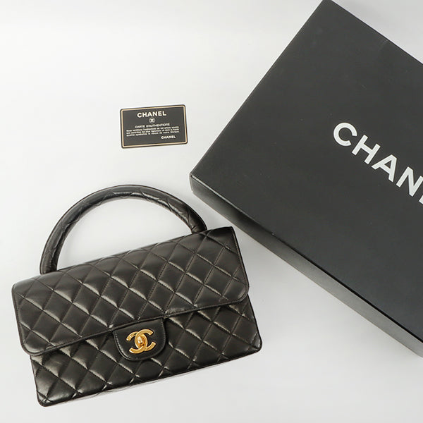 Chanel Around 1992 Made Classic Flap Hand Bag Black