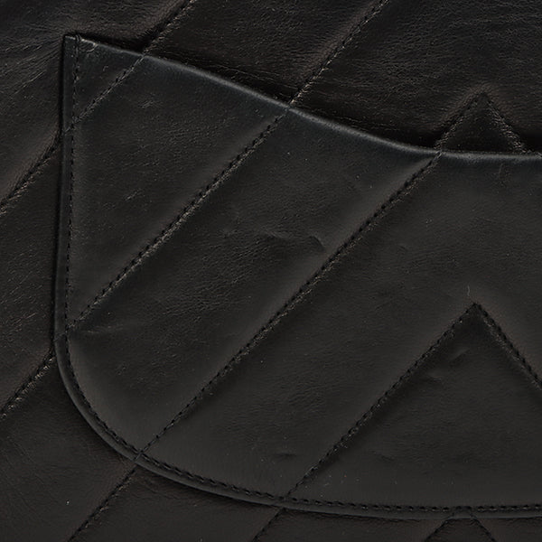 Chanel Around 1998 Chevron Turn-Lock Chain 2Way Bag Black