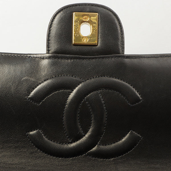Chanel Around 1992 Made Classic Flap Hand Bag Black