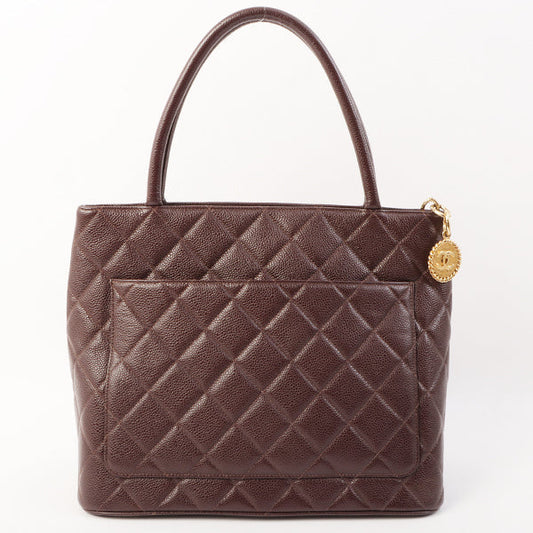 Chanel Around 2001 Made Caviar Skin Cc Mark Stitch Revival Tote Bag Wine Red