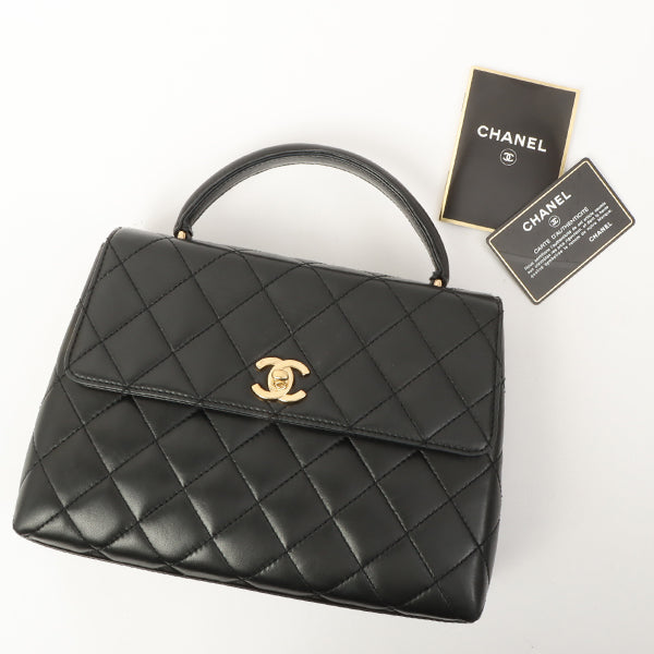 Chanel Around 1998 Made Turn-Lock Top Handle Bag Black