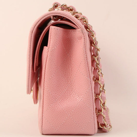 CHANEL Around 2004 Made Caviar Skin Classic Flap Chain Bag 25Cm Pink