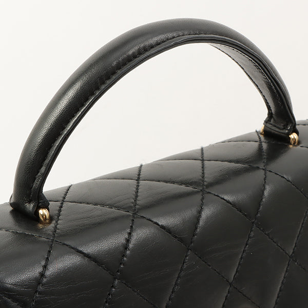 Chanel Around 1998 Made Turn-Lock Top Handle Bag Black