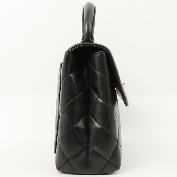 Chanel Around 1998 Made Turn-Lock Top Handle Bag Black