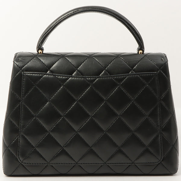 Chanel Around 1998 Made Turn-Lock Top Handle Bag Black