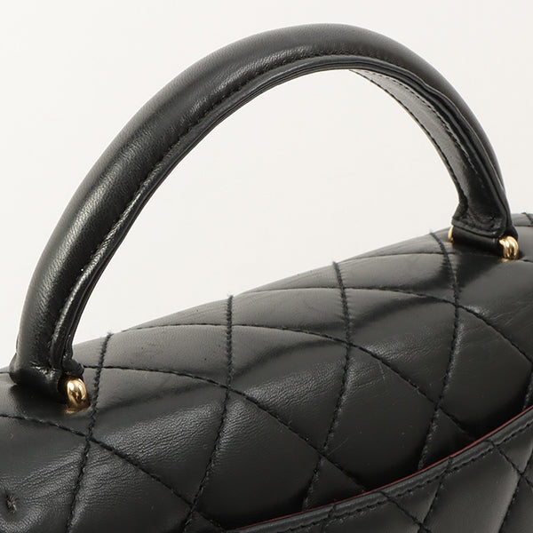Chanel Around 1998 Made Turn-Lock Top Handle Bag Black