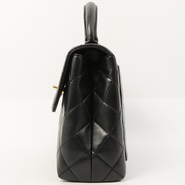 Chanel Around 1998 Made Turn-Lock Top Handle Bag Black