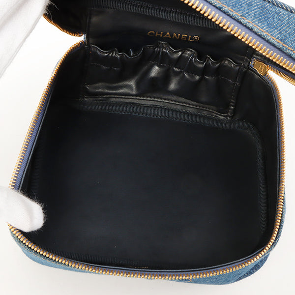 Chanel Around 1997 Made Denim Cc Mark Stitch Vanity Indigo