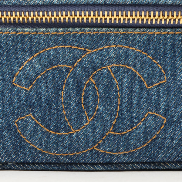 Chanel Around 1997 Made Denim Cc Mark Stitch Vanity Indigo