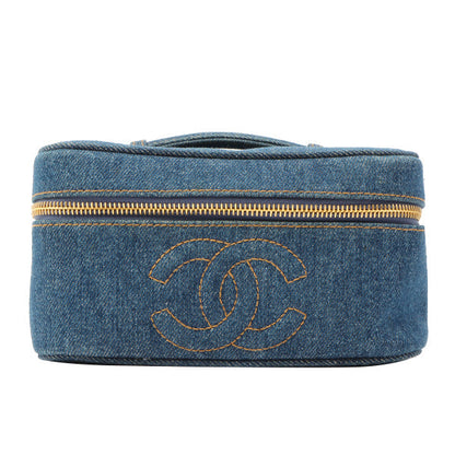 Chanel Around 1997 Made Denim Cc Mark Stitch Vanity Indigo