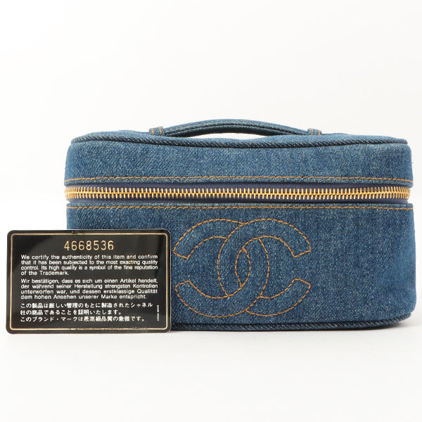 Chanel Around 1997 Made Denim Cc Mark Stitch Vanity Indigo