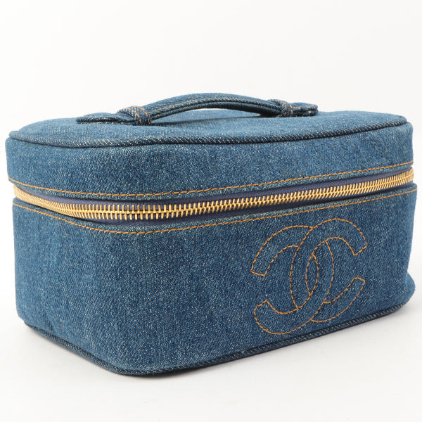 Chanel Around 1997 Made Denim Cc Mark Stitch Vanity Indigo