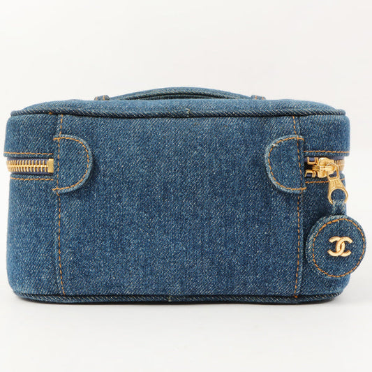 Chanel Around 1997 Made Denim Cc Mark Stitch Vanity Indigo