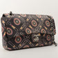 Chanel Around 2005 Made Satin Print Classic Flap Chain Bag 25Cm Black / Multi