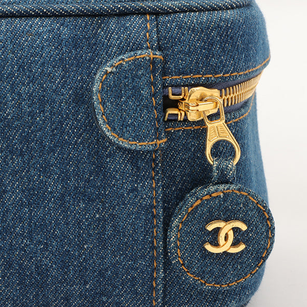 Chanel Around 1997 Made Denim Cc Mark Stitch Vanity Indigo