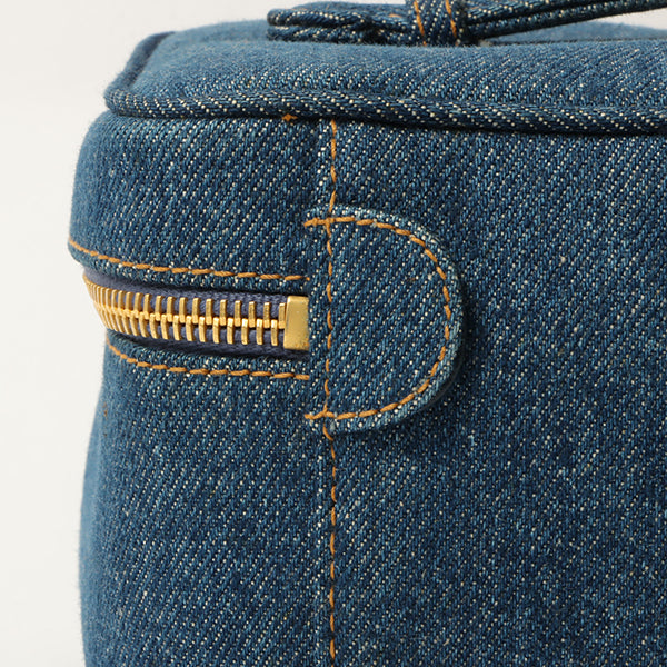 Chanel Around 1997 Made Denim Cc Mark Stitch Vanity Indigo