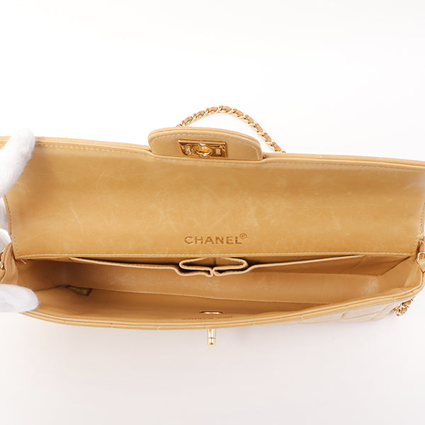 Chanel Around 2001 Made Chocobar Turn-Lock Chain Bag Beige
