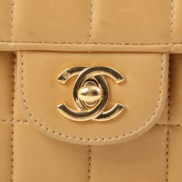 Chanel Around 2001 Made Chocobar Turn-Lock Chain Bag Beige